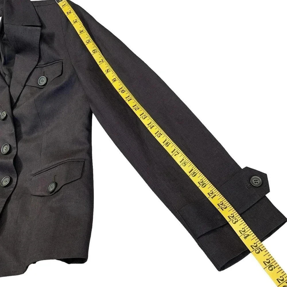 Ann Taylor Loft Linen Blend Tailored Blazer Buttoned Down Jacket Size 2 Brown - Picture 13 of 15